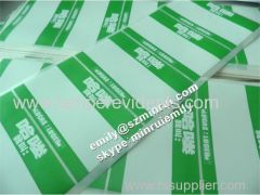 Custom Name Tag Egg Shell Detructible Vinyl Stickers With Green Printed From China 100x70mm Blank My Name is Egg Shell S