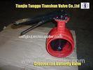 Red / Blue Manual or Electric Gear Box Grooved End Butterfly Valve for pipeline flow