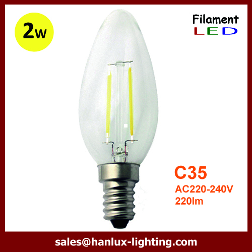 E14 COB 2W C35 LED filament bulb