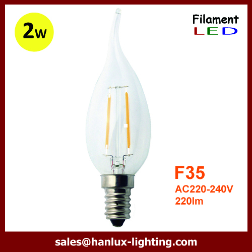 E14 COB 2W Flame F35 LED filament bulbs