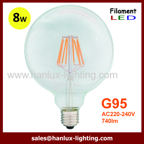 8W E27 G95 filament bulbs