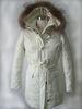 White Duck Feather Womens Long Down Coat With Polyester Shell