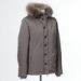 Khaki Lightweight Goose Down Jacket Fur Hood Down Jacket S / M / L / XL / XXL