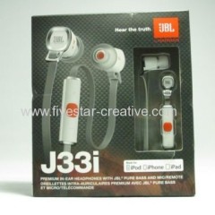 J33i Premium White In-Ear Headphones with Remote&Mic for iPod iPhone iPad