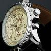 Leather Band Silver Mechanical Automatic Watches Big Face , Men S Watches