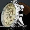 Leather Band Silver Mechanical Automatic Watches Big Face , Men S Watches
