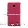 Slim Pink PU Nokia X / X+ Leather Mobile Phone Case , Smart Phone Covers