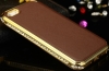 Metal Bumper With Rhinestone Inlaid PU Leather Case for iPhone5/5S