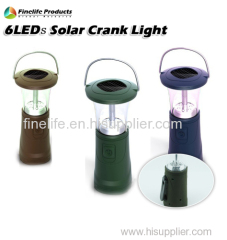 6 led solar camping light with hand crank dynamo