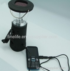 6 led solar camping light with hand crank dynamo