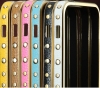 Fashion Leather Strip Metal Bumper Case for iPhone5/5S