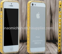 Fashion Leather Strip Metal Bumper Case for iPhone5/5S