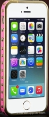 Fashion Leather Strip Metal Bumper Case for iPhone5/5S