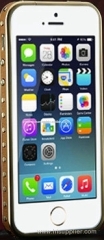 Fashion Leather Strip Metal Bumper Case for iPhone5/5S