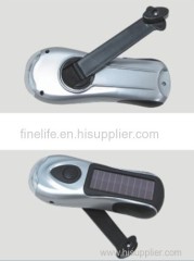 Solar hand crank light