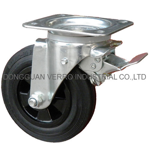 waste container rubber wheel swivel casters with brake