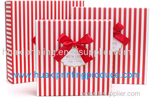 red stripe gift boxes