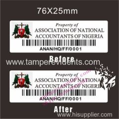 Security Destructible Asset Labels