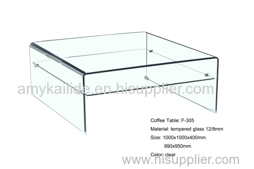 tempered bent glass coffee table