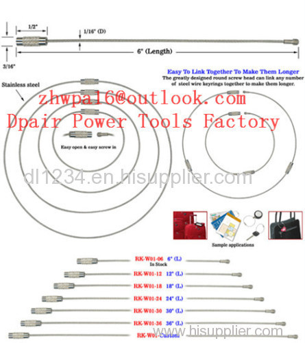 Stainless Steel Rope Keychain Ring Secure Key Ring