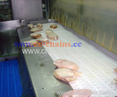 series E50 Flush Grid PU modular conveyor belt can be used in dishwash machinery