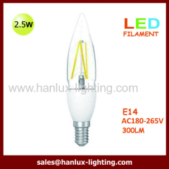 2.5W 300LM C35 base CE ROHS report FILAMENT LED lamp