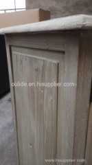 The old fir cross wooden door with lock bar TV cabine