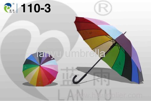 Automatic open straight umbrellas rainbow color design color changing high quality promotional