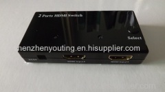 household mini HDMI Switcher 2x1 2 inputs 1 outputs hdmi 1.3v black plastic case