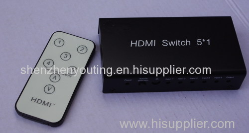 household MINI 5x1 HDMI Switcher 5 inputs 1 outputs black case