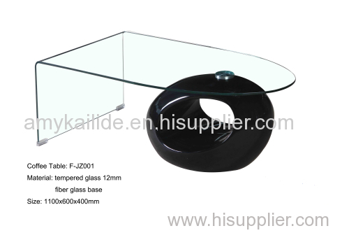 black fiber glass base coffee table