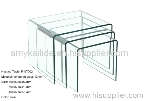 tempered bent glass nesting table