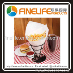 Black French Fry Holder With 1 Condiment Holder with Iron Stand