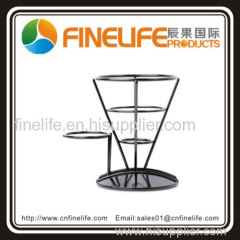 Black French Fry Holder With 1 Condiment Holder with Iron Stand