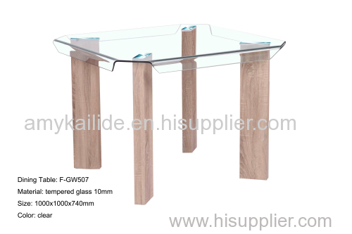 Glass dining table with MDF material