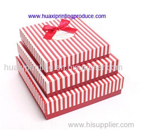 square and oblong red stripe gift boxes