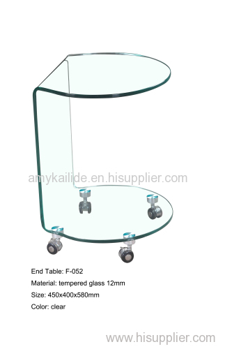 clear tempered bent end table
