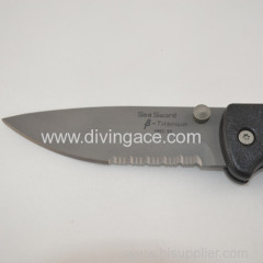 Micarta handle titanium folding dive knife