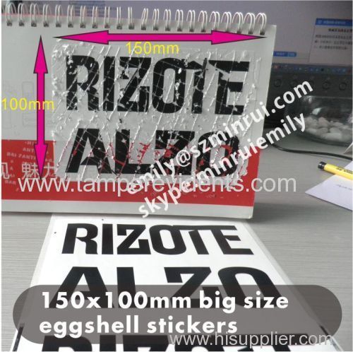 Custom Eggshell Stickers,Classic White and Black Printing Eggshelll Sticker,Destructive Label with Strong Adhesive