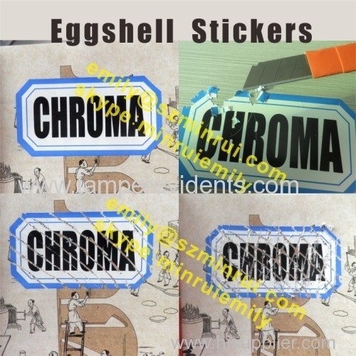 Adhesive Eggshell Sticker Printed With Your Design,Black Printing on White Destructive Eggshell Paper Label Sticker