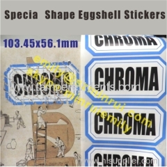 Adhesive Eggshell Sticker Printed With Your Design,Black Printing on White Destructive Eggshell Paper Label Sticker