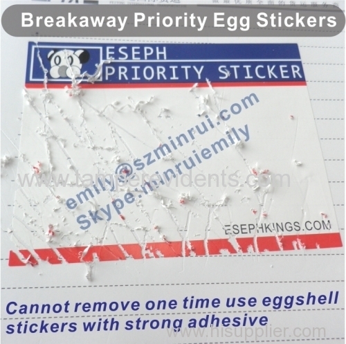 Border Egg Shell Vinyl Tamper Evident Label Sticker Can't Remove