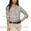 Ladies' Casual/Cotton Blouse, Spread Collar, Stretch Shirt, Open Neck, Gingham Check