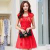 Red Classic Womens Suit Dress formal wedding gowns with flowers