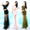 Two Piece Strapless Womens Suit Dress , Perspective Gauze Fishtail Skirt