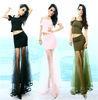 Two Piece Strapless Womens Suit Dress , Perspective Gauze Fishtail Skirt