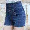 New Fashion Summer Women Denim Short Jeans Lace Ruffles With Belt Floral Pants