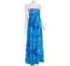 Western Style Silk Floral Print Strapless Womens Party Dresses with Sequin , Blue