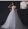 Custom Detachable Strapless Mesh Appliques Wedding Dress with Diamond Beaded