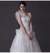 Luxury one shoulder Satin Long Train Wedding Dresses tulle skirt for Summer / Autumn